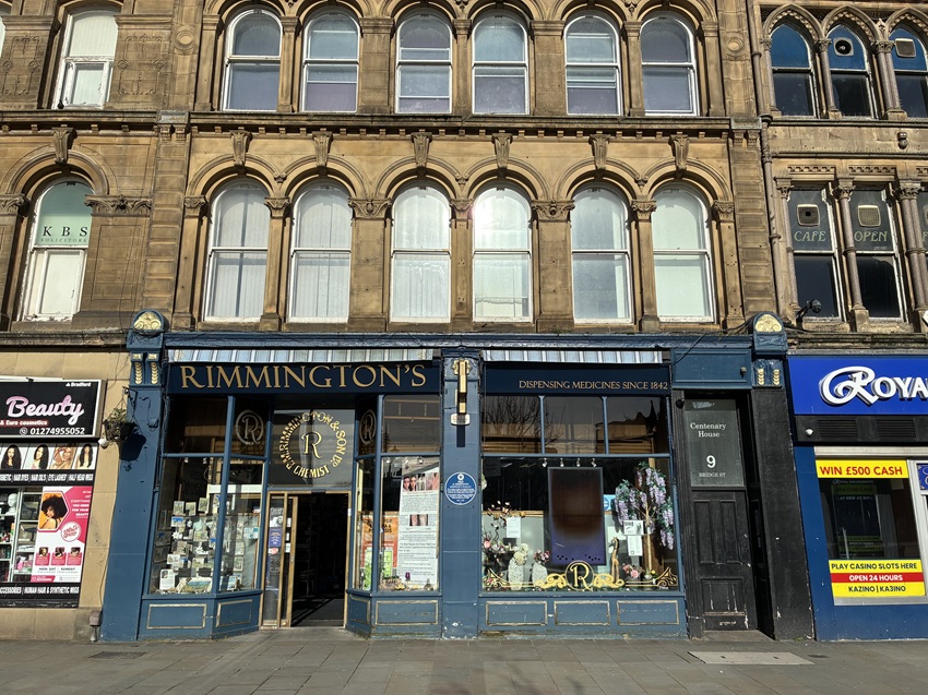 The shopfront of Rimmington's in Bradford City Centre