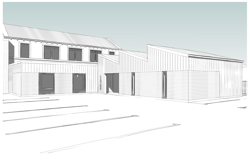 Architect's drawing of the refurbishment of the existing Eastwood Building.