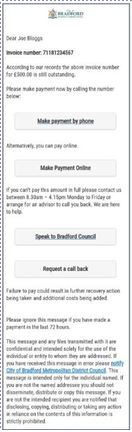An example of the third screen you will see from a text message. This is a web form and you need to answer the questions shown.