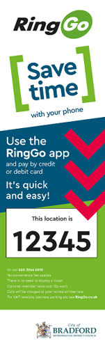 Example of a RingGo location sticker, showing the location is 12345