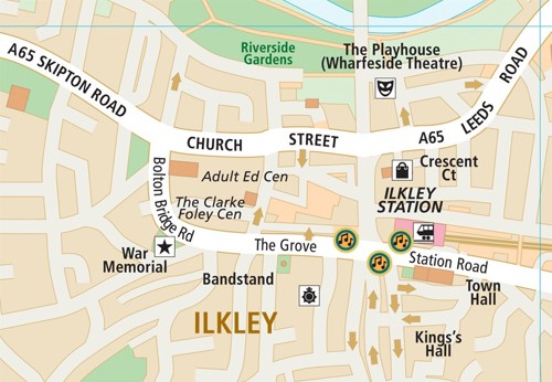 Map of suggested busking locations Ilkley